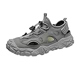 Genérico Hombres sandalias de malla transpirable hueco fuera corriendo casual montaña escalada y agua wading zapatos deportivos (Gris,38)