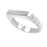 Modern Contemporary Rings Stackable 925 Sterling Silver Custom Engravable Flat Top Signet Ring (Size...