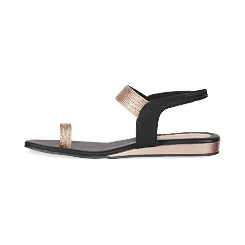 Image of SOLE HEAD Black Flat Women Sandal
