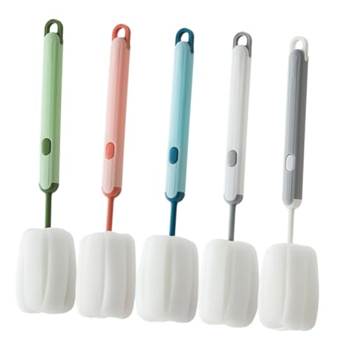 Cabilock 5pcs Long Handle Sponge Brush Cup Cleaner Water Bottle Cleaner Brush Cleaning Brush Sponge Brushes Water Mug Cup Sponge Brush Kitchen Bottle Brush Long Handle Bottle Brush Pp