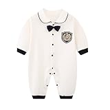[Mum&nny] 赤ちゃんフォーマル 長袖 セレモニードレス 男の子 ベビーロンパース 結婚式服 お食い初め お宮参り ホワイト 59