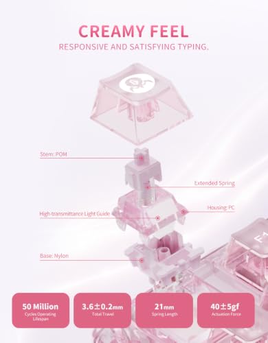 Image of GravaStar Mercury K1 Lite 75% Wireless Mechanical Gaming Keyboard RGB | Gasket Mount, Hot Swappable Linear Switches, Creamy Sound Keyboard, 2.4GHz /USB-C /Bluetooth 5.0, for Win /Mac【Crystal Rose】