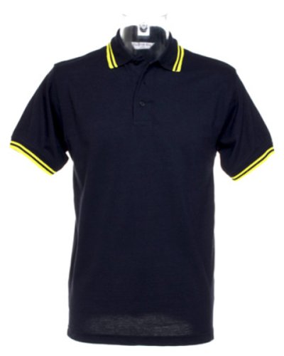 Kustom Kit Tipped Collar Polo Navy Yellow Stripe L