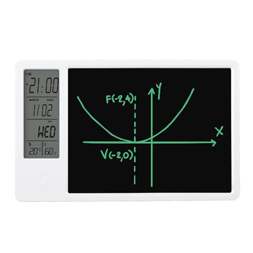 Calendario de Escritorio con Tableta de Escritura LCD, Pantalla de Temperatura y Humedad, Soporte Plegable, Calendario Portátil con Tablero de Escritura LCD de 9,5 Pulgadas para