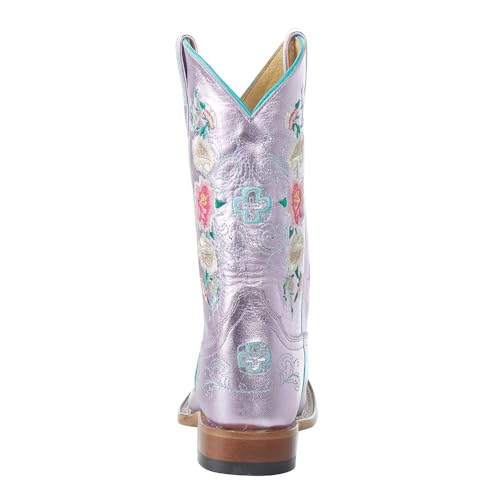 Macie Bean Kid's Pink Metallic Rose Garden Square Toe Boot4