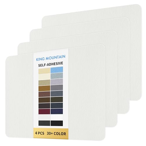 KING MOUNTAIN Canvas Repair Patch 9 x11 Inch 4 Pcs Self-Adhesive Waterproof Fabric Patch for Sofas, Tents, Furniture,Tote Bags, Car Seats (White1.0)