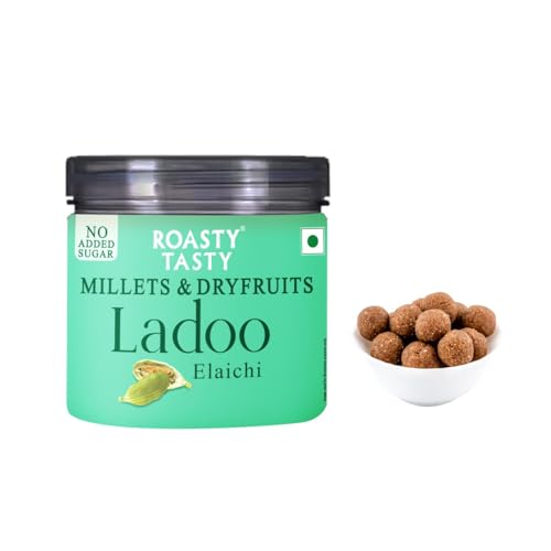 Roasty Tasty Elaichi - Millets & Dryfruits Ladoo | No Added Sugar | Energy Bar Replacement | No Artificial Flavor | Healthy Snacks | Rich in Proteins | Dry Fruits, Seeds & Nuts Mithai |Pack of 1-100g