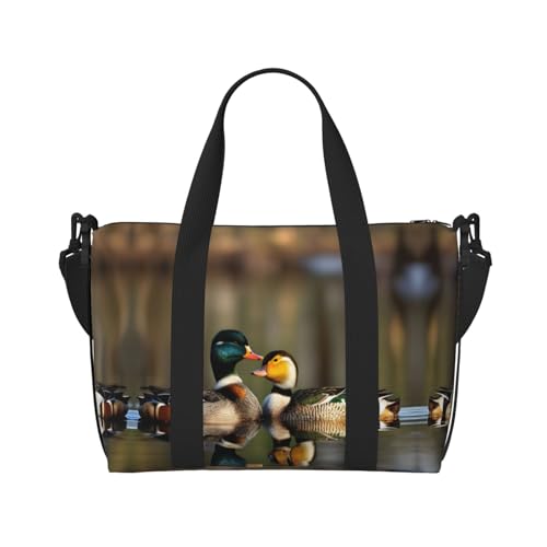 Mallard Ducks Women Travel Duffel Bag, Large Weekender Carry-On Tote, Gym Workout Bag,Mommy Hospital Bag