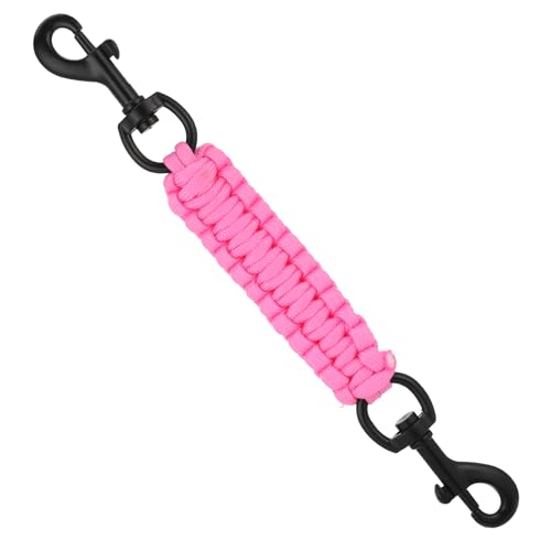Dog Collar Safety Clip Double Ended Collar Backup Clip Handmade Safety Strap for Dog Harness Collars to Vests with Dual Clasps Leash Connector Training for Walking Running and Hiking Pink