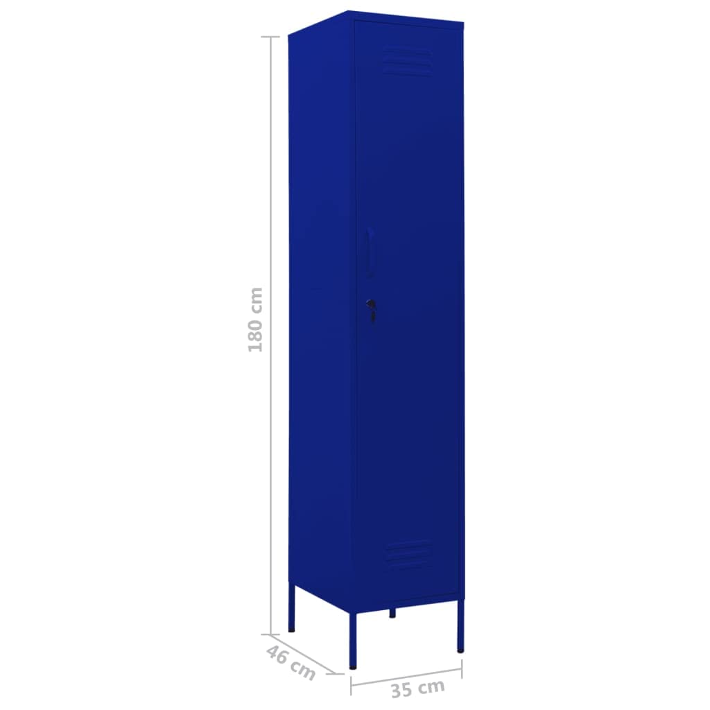 vidaXL Armario Taquilla Casillero Escuela Libros Archivos Almacenamiento Oficina Archivador Habitación de Acero Azul Marino 35x46x180 cm