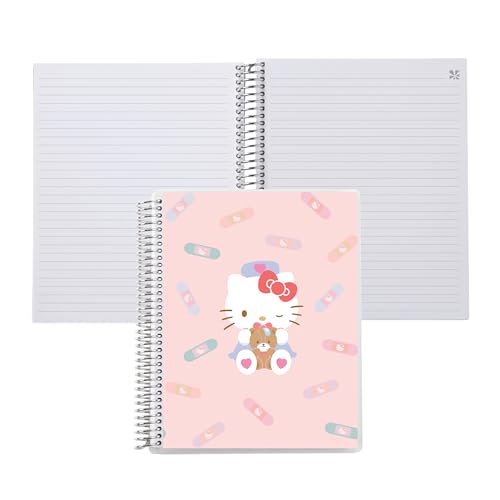 Erin Condren 8.5x11 Hello Kitty Healing Spiral Notebook Lined Layout with 80 Lb Paper, Hello Kitty Healing Classic Cover, Lined Notebook, Platinum Coil