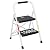 BONTEC 2-Step Ladder, Folding Step Stools for Adults with Wide Anti-Slip Pedals, Max Load Capacity 600lbs Sturdy Steel Ladder, Lightweight, Convenient Handle, Portable Steel Step Stool, White