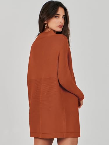 Anrabess Women Oversized Casual Loose Turtleneck Long Sleeve Slouchy Baggy Knit Tunic Sweaters Pullover 2024 Fall Outfits Rust X-Large thumb #4