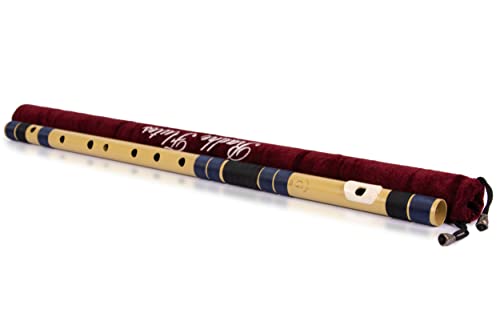 Image of Radhe Flutes PVC Fiber Bass G With Velvet Cover (Beige Flute With Dark blue & Black Threads)