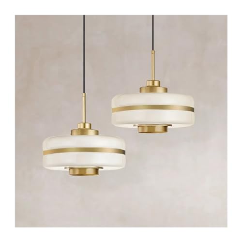 Lamp lustre léger pour cuisine blanche suspension industrielle ronde en verre décor maison C