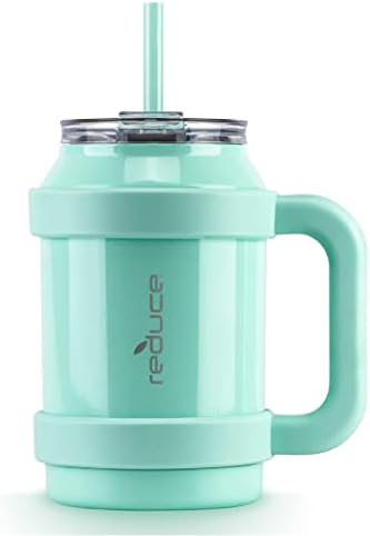 Reduce 32 oz Mug Tumbler, Stainless Steel with Handle - Keeps Drinks Cold up to 30 Hours - Sweat Proof, Dishwasher Safe, BPA Free - Mild Mint, Opaque Gloss