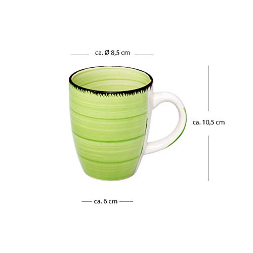 DRULINE 6er Set Kaffeetasse Kaffee Tee Milch Kakao Keramik Becher Tassen Pott Premium Porzellan Uni bunt Modernes Design ca. 350 ml in tollen Farben für Ihr liebstes Heißgetränk für Kaffee, Cappuccino und Latte Macchiato Bunt 45544 Tasse Geschenk für Arbeitskollegen Kollegin - Bürotasse Trinkbecher Becherset Mehrfarbig Kaffeebecher Teetassen Bunte Serie,(Ø x H)ca. 8,5 x 10 cm