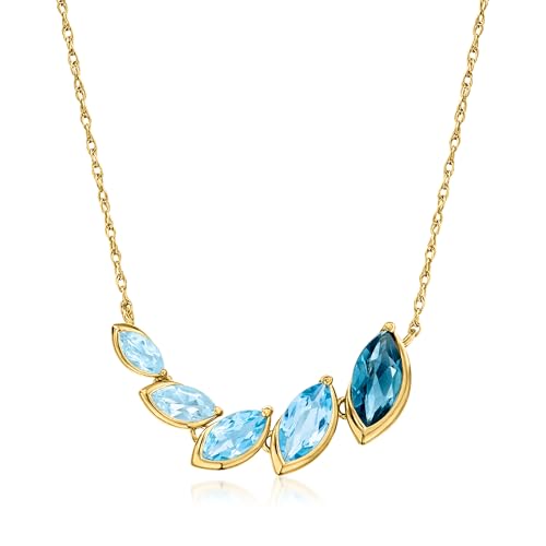 Ross-Simons 3.50 ct. t.w. Tonal Blue Topaz Necklace in 18kt Gold Over Sterling. 18 inches