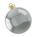 PVC Outdoor Christmas Ball, 24 Inch Giant Christmas Ornaments for Outdoors, Large Xmas Ornaments Inflatable Decoration Outside Holiday Yard Lawn Decor (Silver)