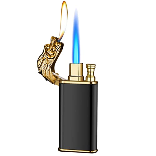 Encendedor de antorcha de butano – Mechero mágico de dragón de doble llama, encendedor creativo...