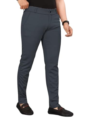Image of Men's Everyday Wear Trousers | Regular Fit Solid Pants with Button | Smart and Comfortable Bottomwear (Pack of 1)