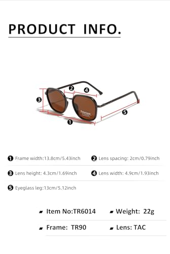 Vintage Polarized Sunglasses, TR90 Frame, Brown Lens, Unisex Square Aviator Style2