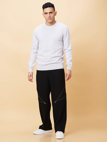 Image of Being Human Self Design Grey Round Neck Sweater