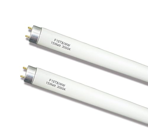 Cemlorot (18inch) F15T8/WW Fluorescent Bulb 15Watt Soft White F15W-T8-KB Replacement Light Tube 3000K Warm White T8 Linear Lamp for Kitchen and Bath 17 inch Exclude 4 pins