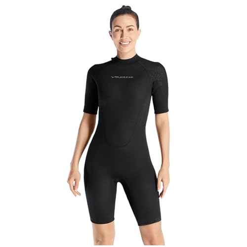 Womens Shorty Wetsuit 3mm Neoprene Diving Suit Back Zip Wet Suits for Diving Snorkeling Surfing Swimming,2XL,Black