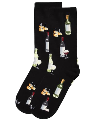 Image of MeMoi Wine and Cheese Rayan Blend Crew Socks