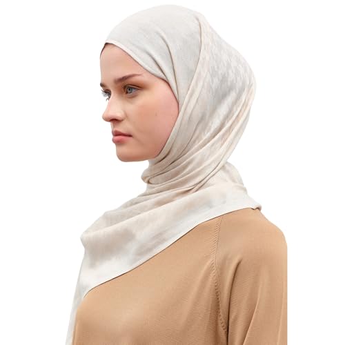 Hijab Scarf for Women, Houndstooth Pattern Elegant Modest Fashion, Premium Soft, Versatile Headscarf Shawl for Women, Luxury, Viscose & Acrylic Blend, Stone