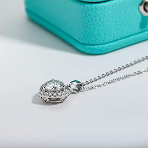 Collier moissanite 1ct couleur D chaîne ajustable 40+2+3cm argent 925 massif - 3