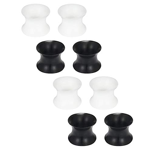 D.Bella Silicone Tunnels Ear Gauges Tunnels Plugs Silicone Ear Skin Flexible Flesh Black White Tunnel Expander Gauge Stretcher Piercing 00G 10mm
