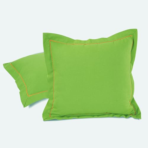 Image of Swayam Set of 2 Solid Cotton Green Cushion Cover | 24 x 24 Inch | Soft Breathable Fabric with Hidden Zipper | Decorative & Stylish Cushion Covers for Sofa, Living Room, Bedroom & Couch