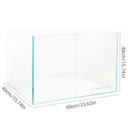 Image of 24 Gallon Rimless Aquarium, Ultra Clear Low Iron Fish Tank | 8mm low iron glass, 23.6 x 15.7 x 15.7 in wide design for aquascaping, planted tanks, betta fish and shrimp