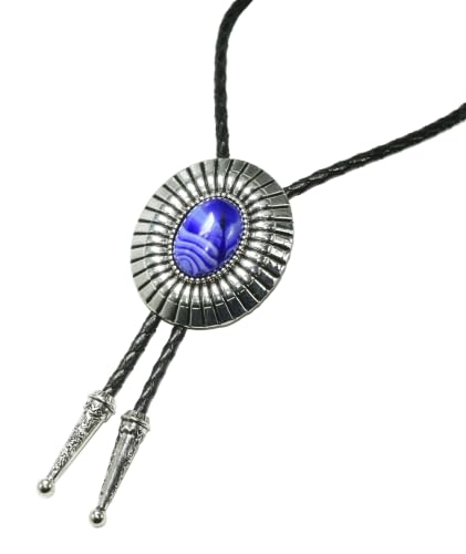 Image of Moranse Bolo Tie with Natural Tiger Eye Stone Celtic Style Genuine and Cowhide Rope