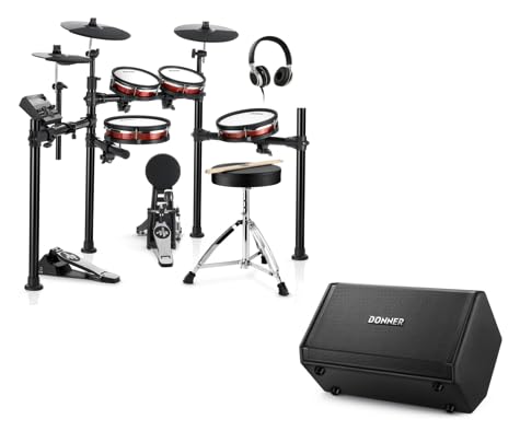 Donner DED-200 MAX Electronic Drum Set with Industry Standard Mesh Heads and Donner Electric Drum AMP, 80-Watt Wireless Electronic Drum Amplifier Professional DDA-80 - image 1
