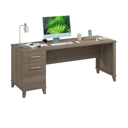 Bush Furniture Somerset 72W Office Desk with Drawers in Ash Gray