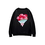 [ZKCASA] トレーナー メンズ カーネーションの花束 スウェット パーカー 秋服 丸首 長袖 トップス プルオーバー おしゃれ Tシャツ カジュアル 人気 春服 秋服 M