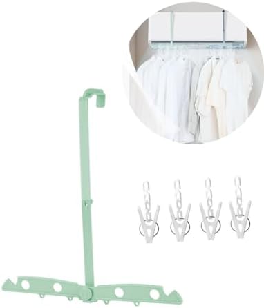Alip エアコンハンガー 洗濯物干し 室内物干し コンパクト 省スペース物干しラック 折りたたみ洗濯物干し ABS+ステンレススチール製 室内干し 部屋干し グッズ 4つのハンガー穴+4つの洋服ピン 取り付け簡単ホテル マンション 学生寮 旅行 出張 グリーン