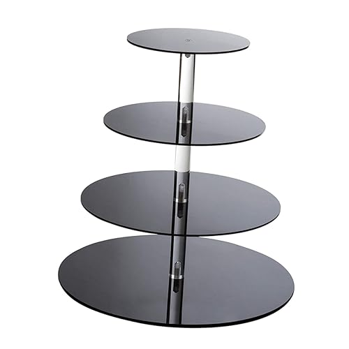 OFFSCH 4 Cupcake Holder Shelf Cake Decorations Round Dessert Stand Pastry Display Stand Cupcake Toppers New Year Party Decoration Cupcake Tray Display Shelves Acrylic Cake Stand Black