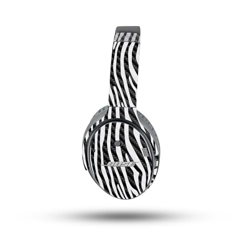 Image of MightySkins Carbon Fiber Skin Compatible with Bose QuietComfort 35 II Headphones - Black Zebra | Protective, Durable Textured Carbon Fiber Finish | Easy to Apply
