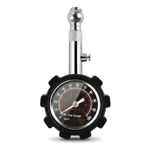 Solisara Manomètre Pression Pneu Haute Précision, Testeur de Pression des Pneus Mécanique Fiable pour Voiture Moto et Vélo Cadran Lumineux et Mandrin Robuste