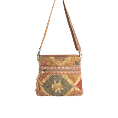 Western Leather Crossbody Bag for Women - Upcycled Canvas Shoulder Bag2