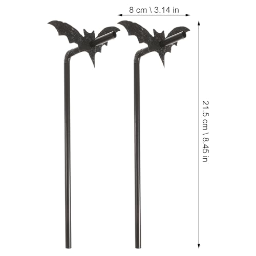 Pitillos desechables negros para fiesta temática murciélago miniatura 4
