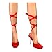Women's Satin Ballet Pump with Bows Lace-Up Stiletto Pumps Party Shoes Itza-01 Red 8.5