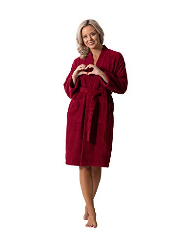 Image of Luxurious Turkish Terry Kimono Collar Super-Soft Terry Absorbent Bathrobes for Women