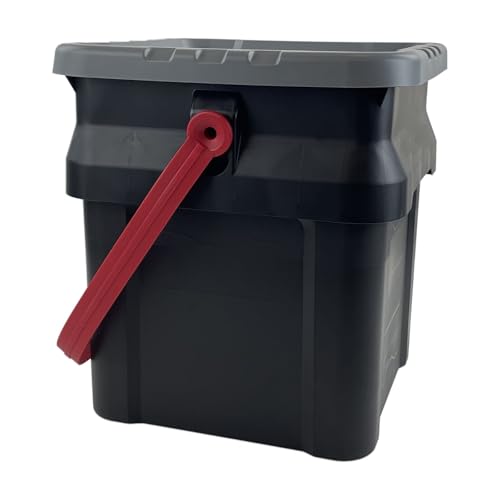 5-Gallon Bucket with Airtight Lid Made in USA Food Grade BPA Free Plastic Heavy Duty Multi-Use Metal Handle with Grip Stackable Storage Black Perfect for on The Job Home Projects or Cleaning