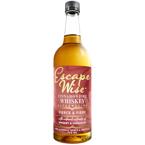 ESCAPE WISE Cinnamon Fire Whiskey Alternative | Non-Alcoholic | The World’s Leading Developer of Non-Alcoholic Spirits, Liqueurs & Mocktails | 25.4 FL OZ (750 ML)