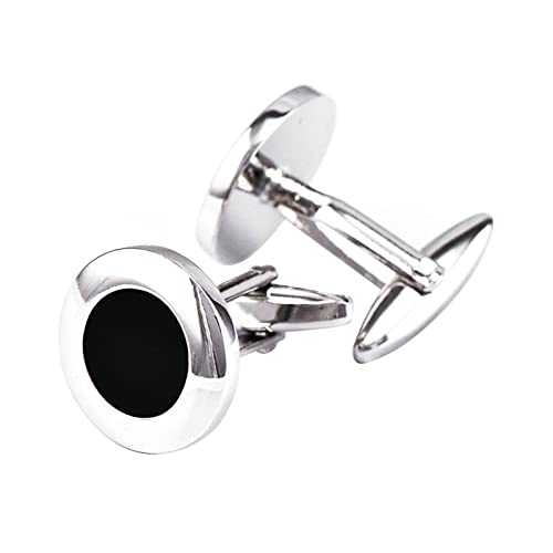 Daesar Mancuernillas de Cobre Redondas para Hombre Plateado Negro miniatura 1